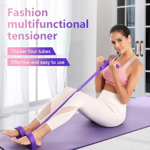 21 Fitness Resistance Bands-4 Tube Pedal Ankle Puller,Upgraded Stretch Bands for Exercise Sit Up Exercise Equipment,Multif...