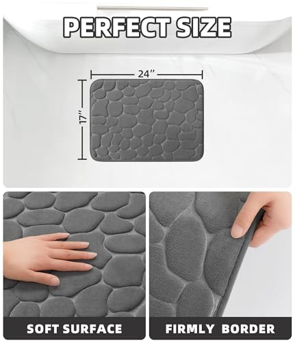 YIHOUSE Bathroom Mat Rug, Memory Foam Bath Mat, Non-Slip Bathroom Floor Mats, Cobblestone Bath Mats Absorbent Bath Rugs Wa...
