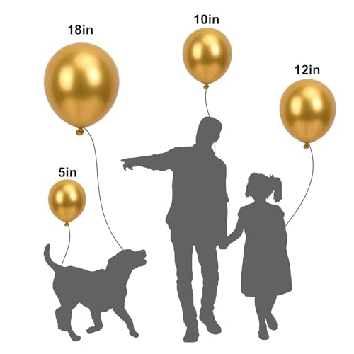 APLANET 150pcs Gold Balloons Different Sizes 18 12 10 5 Inch, Happy New Year Latex Balloons for Gold Themed Birthday Weddi...