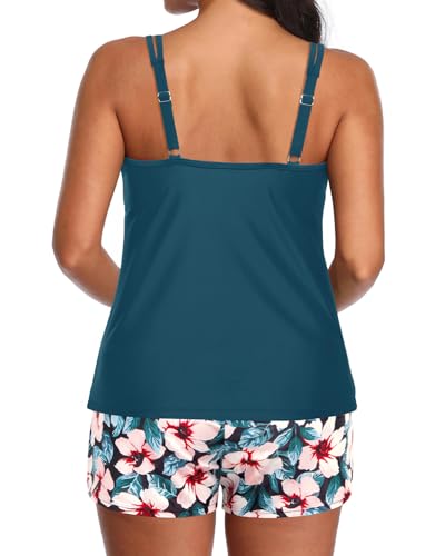 Tempt Me Two Piece Tankini Swimsuits for Women Tummy Control Bathing Suit with Shorts Athletic Two Side Pockets Swimwear