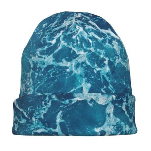 Tropical Ocean Beach Theme Print Winter Beanie Hat Men Women Soft Lightweight Thermal Cap for Outdoor Skiing Wear Black
