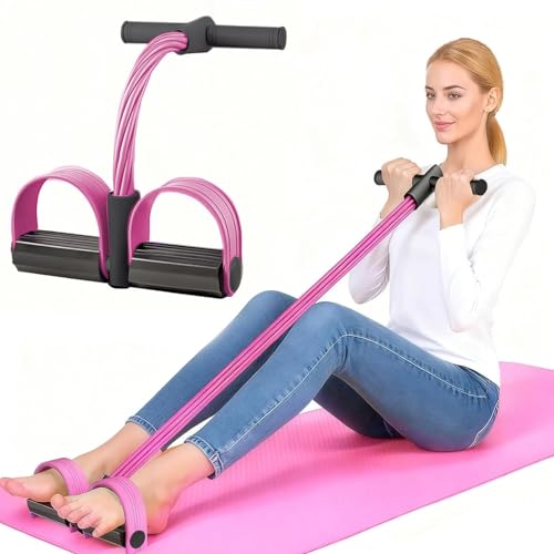 Pedal Resistance Band with Handle, Natural Rubber Foot Resistance Bands with Handles, New 6-Tube Manual Resistance Trainin...