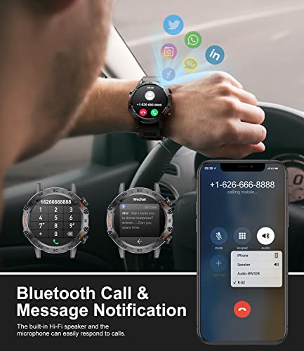 SUNKTA Smart Watch for Men Bluetooth Calls with,1.39''HD Touch Screen Tactical Smartwatch for Android and iPhone,5ATM Wate...
