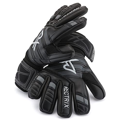 Rectrix 1.0 Goalkeeper Gloves (with Free Zip Case) - Negative Cut - Youth & Adult Sizes - Pro-Level Grip for Football Socc...