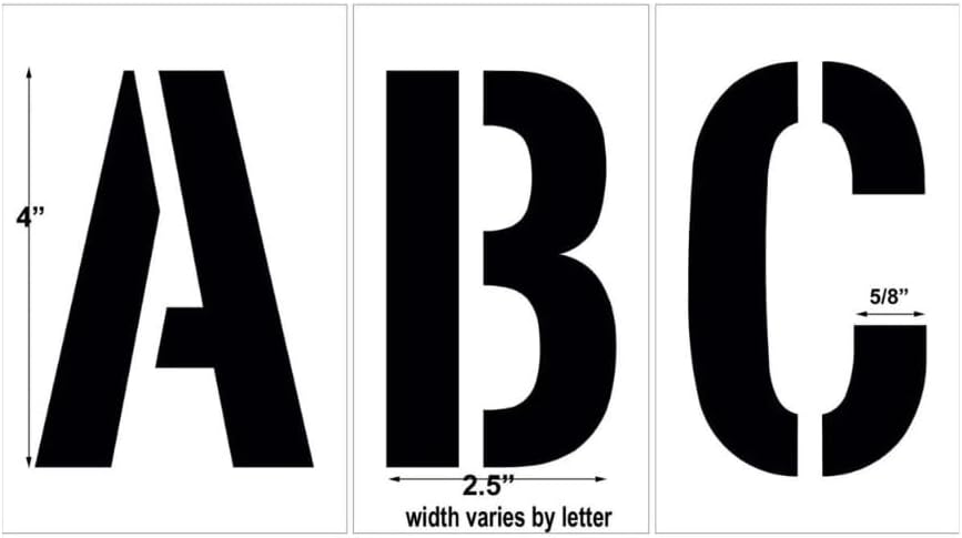 4" Alphabet Stencil Kit | Part# 10000904 | 26-Piece Kit Includes Letters A-Z | Letter Height is 4" | Durable 1/8" PolyTough Lifetime | Made in USA