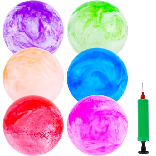3 otters 6PCS Playground Balls, 8.5 Inche Inflatable Bouncy Balls with Pump, Kickball DodgeBalls, for Kids Indoor Outdoor ...