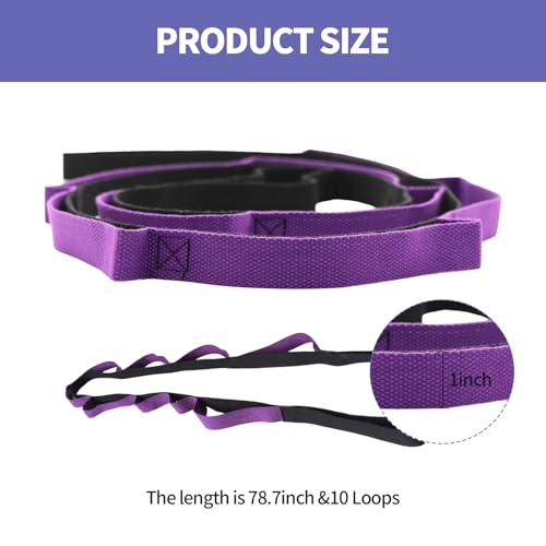 Stretching Strap Yoga Strap – Durable Non-Elastic Design with 10 Loops,Yoga Stretch Straps Ideal for Flexibility Improveme...