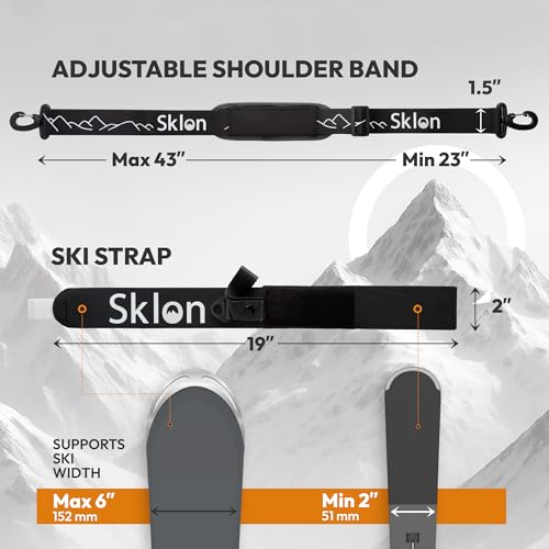 Sklon Ski Strap and Pole Carrier | Avoid the Struggle and Effortlessly Transport Your Ski Gear Everywhere You Go | Feature...