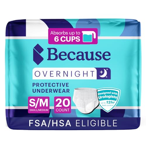 Because Overnight Absorbency Pull Ups - Adult Disposable Incontinence Underwear, Extra Absorbent Nighttime Briefs for Men ...