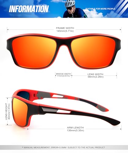 KALIYADI Polarized Sunglasses for Men, Sports Sun Glasses for Driving Cycling Fishing with UV protection