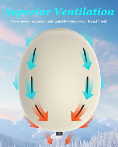 RIOROO Ski Helmet for Women Men, Safety Certified Snowboard Helmet with Shockproof ABS Hard Shell for Adults & Youth