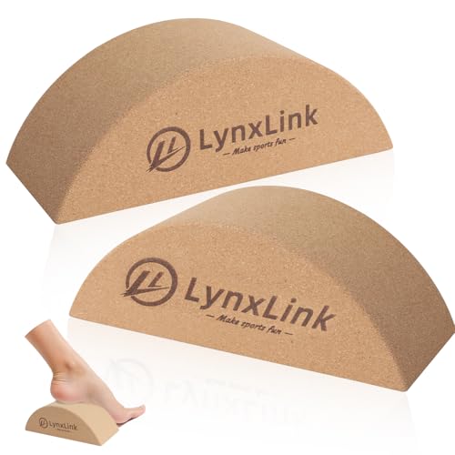 2 Pack Half-Moon Calf Stretcher | Foot Stretcher for Plantar Fasciitis, Cork Yoga Block, Foot & Leg Muscle Stretching - Id...