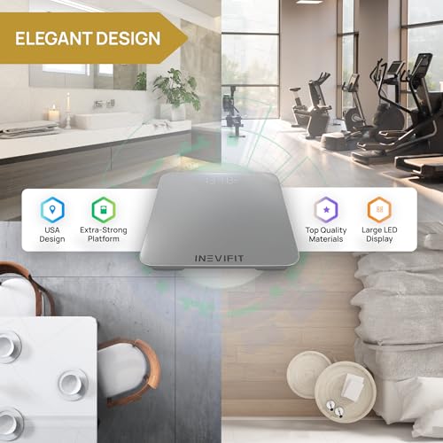 INEVIFIT Smart Bathroom Scale, Highly Accurate Bluetooth Digital Bathroom Body Weight Scale, Precisely Measures Weight & B...