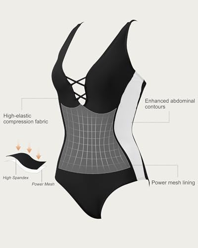 SUUKSESS Womens One Piece Tummy Control Swimsuit Crisscross Back Bathing Suits