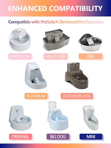 TOGGATH Cat Water Fountain Filter Compatible with PetSafe Drinkwell Platinum, Multi-Tier, Outdoor Dog, Everflow, Original ...