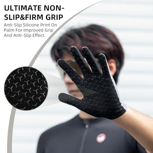 ROCKBROS Cycling Gloves Mountain Bike Gloves Full Finger Cycling Gloves Anti-Slip Bicycle Gloves for Men Women Cycling Sports