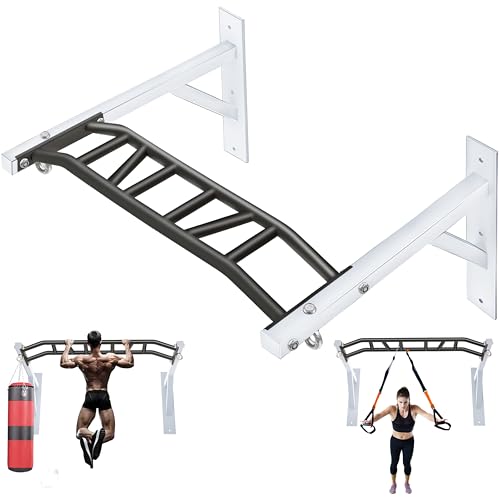 Upgrade Pull Up Bar Wall Mounted,Heavy Duty Multi Grip Chin Up Bar for Strength Training, 600 lbs Capacity, Durable Steel ...