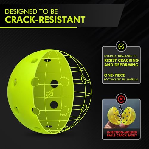 Dinkly Pickleball Balls, Outdoor Pickleballs USAPA Approved, Enhanced Durability Pickle Ball with Roto-Molded & Seamless D...