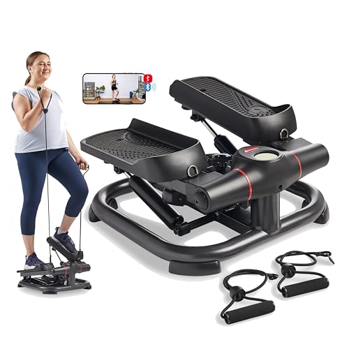Sunny Health & Fitness 2-in-1 Premium Power Stepper with 400lbs Weight Capacity and Resistance Bands, Low-Impact Cardio, S...