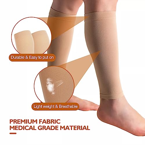 bounfend® Calf Compression Sleeves Socks for Men & Women (20-30mmHg) Leg Plus Size, Medical Grade for Varicose Veins, Swel...