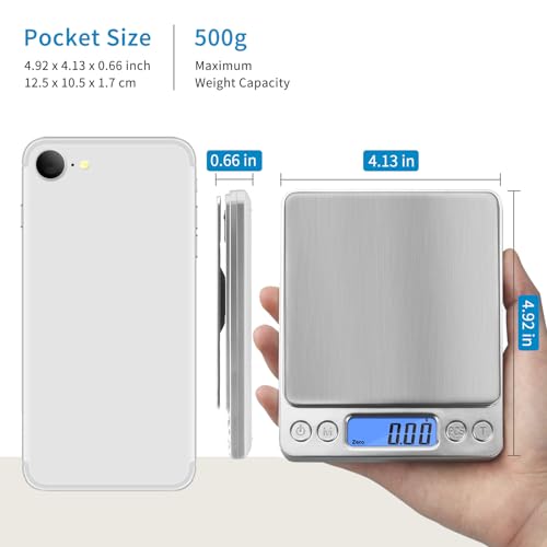Toprime Digital Gram Scale 500g 0.01g Food Scale High Precision Kitchen Scale Multifunctional Stainless Steel Pocket Scale...