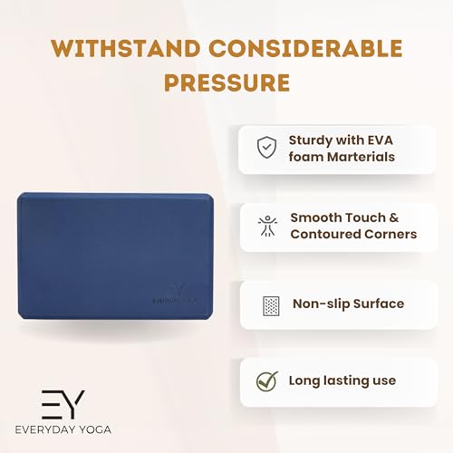 Everyday Yoga Foam Block and Yoga Strap Set, Soft Non-Slip Surface for Stability, Balance, and Deepen Stretches - Ideal fo...