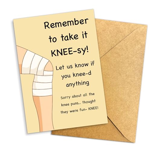 Funny Knee Surgery Get Well Soon Card – Take It Knee-sy Recovery Pun Greeting Gift for Friends, Family, Coworkers, Men, Wo...