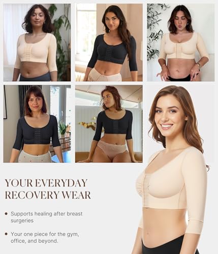 BRABIC Upper Arm Shaper for Women Fajas Post Surgery Compression Sleeves Front Closure Bra Arm Lipo Shapewear Tops