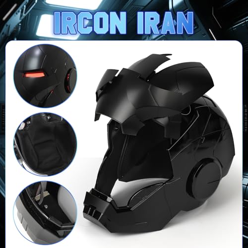 Iron Hero MK 5 Black Edition Helmet for Man – 1:1 Wearable Collectible with Voice, Touch & Remote Control, LED Eyes & Real...