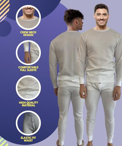 BROOKLYN VERTICAL Mens 2-Piece Waffle Thermals Set | Long Sleeve Shirt, Pants | Thermal Base Layer Set for Cold Weather