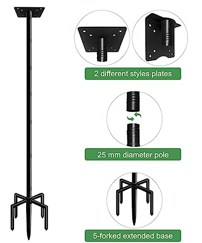 Mokeyder 105 Inch Bird House Pole Mount Kit, Adjustable Heavy Duty Bird Feeder Pole for Outdoors, Universal Mounting Post ...