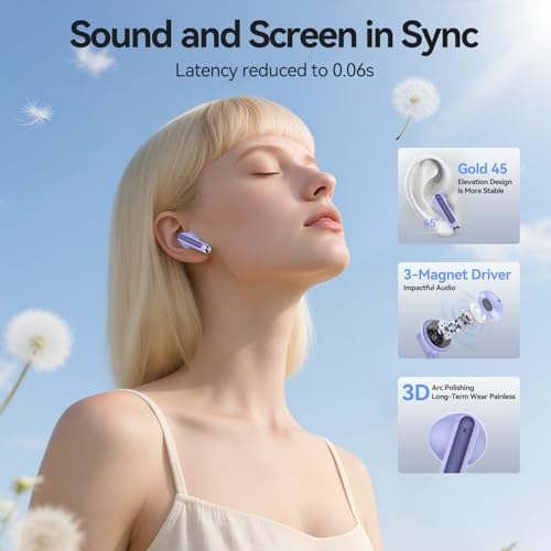 BHNYBWUL Wireless Earbuds, Bluetooth Headphones 5.4 Stereo 50 Hour Playback Ear Buds with LED Display and with ENC Noise C...