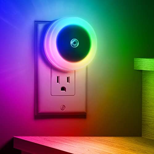 Briignite Night Light for Kids, RGB Color Changing, Plug-in, Multicolor Round Shade, Model ABRNL00109N-2, 2 Pack