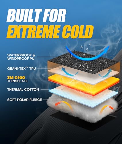 Winter Gloves Men Women Made with 3M Thinsalute, -20°F GEANI-TEX™ Waterproof Ski Gloves for Cold Weather, 5-Layer Thermal ...