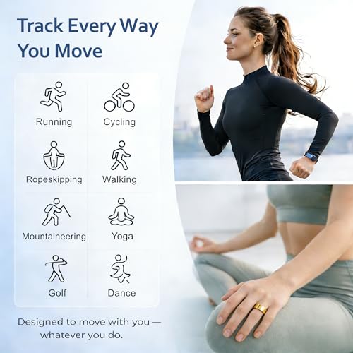 Aoyool Smart Ring Health & Fitness Tracker for Men & Women, Heart Rate, SPO₂, Sleep & Activity Monitoring, IP68 Waterproo...