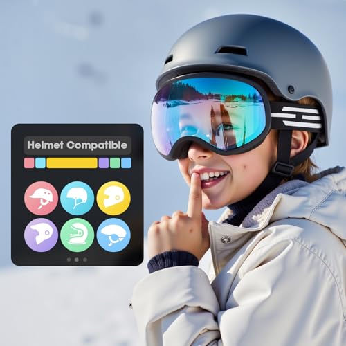 LOEO Kids Ski Goggle, Snow Ski Goggles for Kids Youth Teens Boys and Girls from 5-14