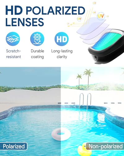 Otionus Swim Goggles, Polarized Adult Swimming Goggles Bungee Strap No Hair Pulling Anti-fog Pool Goggles for Men Women