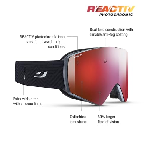 Julbo Razor Edge Snow Goggles for Men & Women w/REACTIV Photochromic Lens for Skiing and Snowboarding - 100% UV Protection
