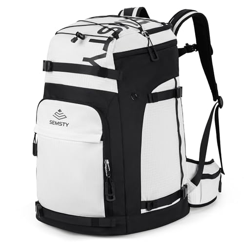 SEMSTY Ski Boot Bag, 55L/70L Waterproof Ski and Snowboard Boots Travel Backpack for Skis, Snowboard, Ski Helmet, Goggles, ...