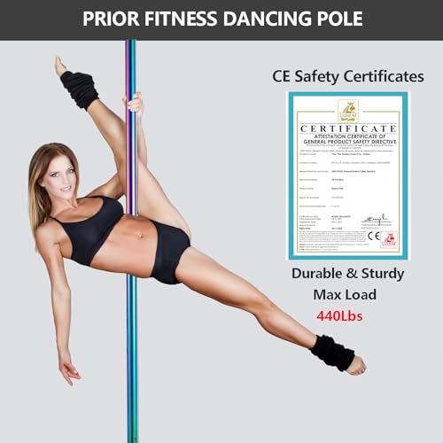 PRIOR FITNESS Premium Dance Pole Removable 45mm Spinning & Static Dancing Pole Heavy-Duty Steel Pole Dancing Pole, Adjusta...