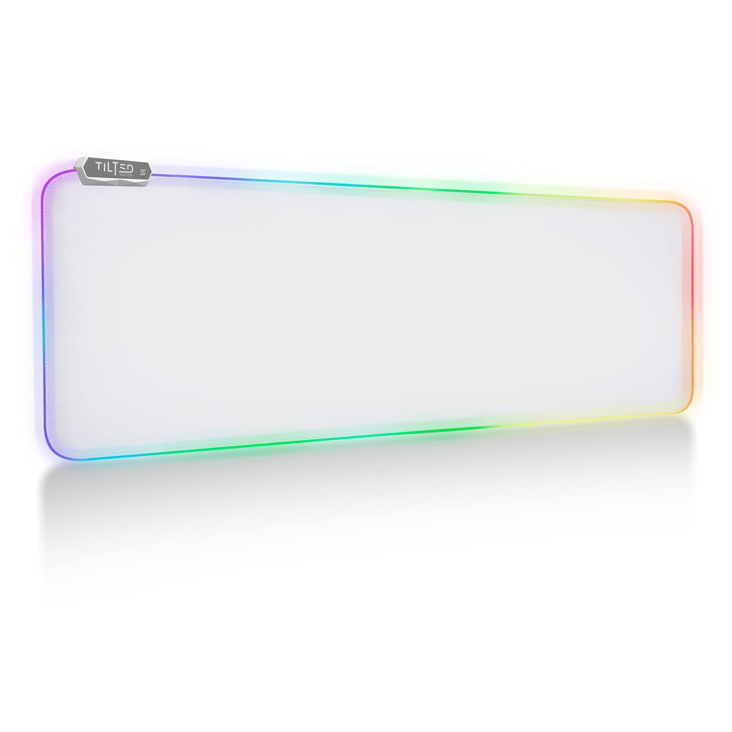 Tilted Nation Bone White Gaming Mouse Pad RGB - Large LED Mousepad - LED Desk mat with 8 Adjustable Light Modes - Non Slip Rubber Base, Easy to Clean Water Proof Surface Mat for Keyboard and Mouse