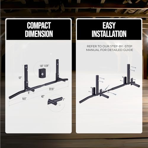 AmStaff Fitness Joist Mount Pull Up Bar, Ceiling Mounted Chin Up Bar for Home Gym, Crossfit, Beam, Rafter - Heavy Duty, Mu...