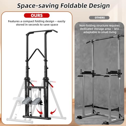 Nimsqury Pull Up Bar Free Standing with Stair Stepper, Adjustable Power Tower Dip Station, Multi-functional Strength Train...