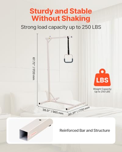 VEVOR Trapeze Bar for Bed Mobility, Heavy-Duty Steel Free Standing Trapeze Bar 250 LBS Weight Capacity, Hospital Bed Pull ...