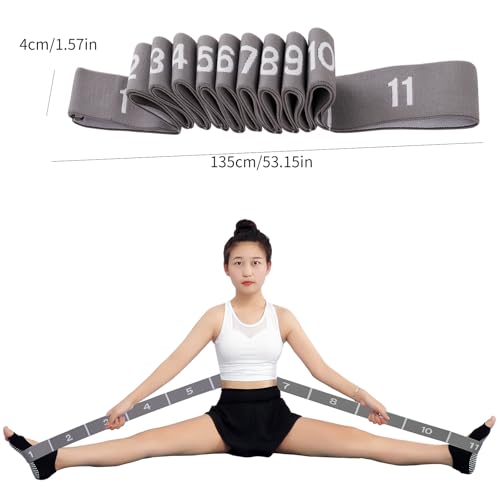 Elastic Stretching Strap with 11 Loops, Adjustable Stretch Band for Adults - Flexibility Straps for Yoga, Pilates, Dance -...