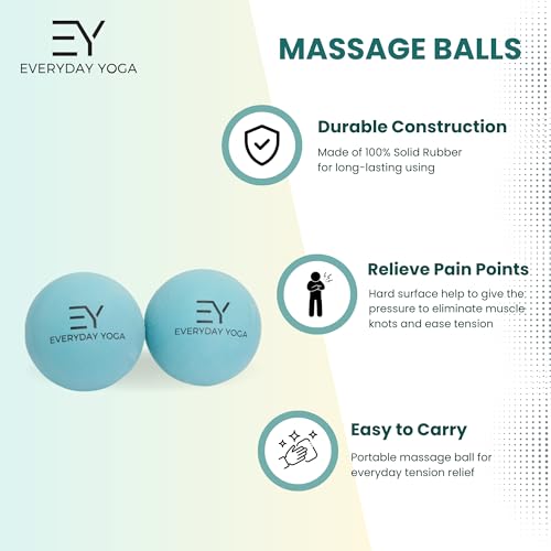 Everyday Yoga Massage Therapy Ball Set 2.5 Inch - Yoga Gear for Deep Tissue Massage, Muscle Recovery & Stress Relief, Rubb...