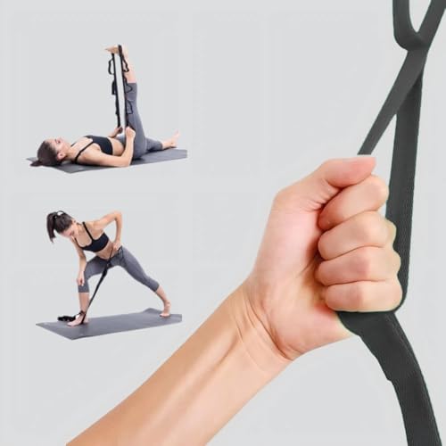 Stretching Strap Yoga Strap for Home Workout, Exercise, Pilates and Gymnastics, 10 Loops Non-Elastic Stretch Bands with Ae...