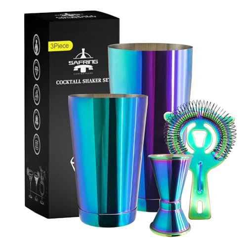 Safring Boston Cocktail Shaker Bar Set, Weighted Boston Shaker Tins, Bartender Kit with 18oz & 28oz Mixed Drink Shaker, Ha...