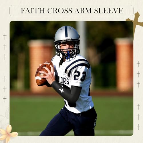 Bunnycool 2 Pairs Cross Arm Sleeve Christian Compression Arm Sleeve Youth Football Baseball Volleyball
