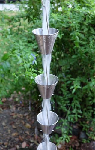 Nutshell Stores Steel Cups Rain Chain - Stainless Steel - 18 Feet